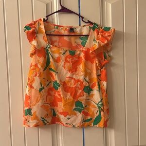 Floral Orange and Green Women's Top